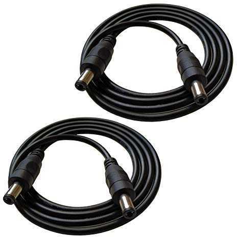 DZYDZR 2 Pezzi 1m DC 12V Cavo di Estensione Nero, 2,1mm/2,5mm x 5,5mm DC Jack Maschio a Maschio Filo di Rame 22AWG per Adattatore di Potenza, LED, Fotocamera CCTV e altro ancora (3,3ft)
