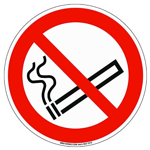 Aufkleber Verbotszeichen „Rauchen verboten“ Symbol Folie selbstklebend nach ISO 7010 (P002) | Ø 20cm Made in Germany