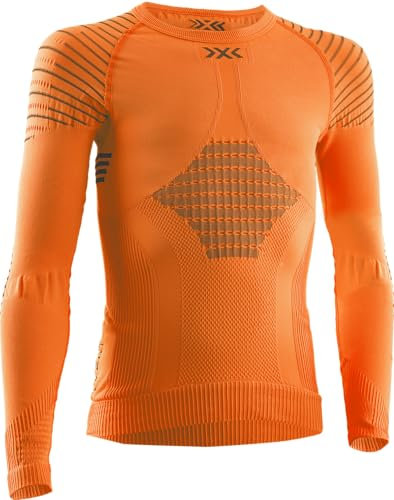 X-Bionic Invent 4.0 Round Neck Long Sleeves, Strato Base Camicia Funzionale Unisex bambini, Sunset Orange/Anthracite, 6/7