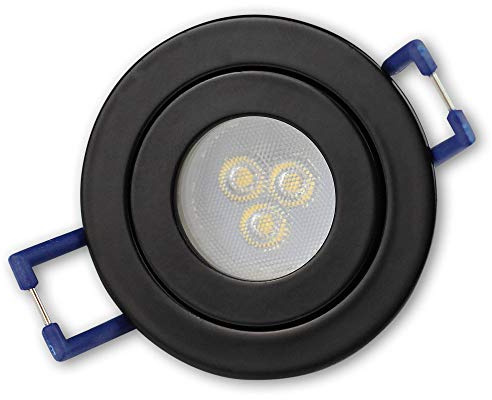 Trano LED Einbaustrahler Schwarz rund 3W neutralweiß IP-44 230V - GU11 Strahler für Bad und Außen-Bereich - Ø40mm Bohrloch Badezimmer Sauna Dusche Einbau-Spot Einbauleuchte
