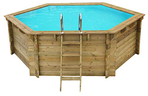 Salone Negozio Online Piscine hexagonale en bois imprégné, diamètre 360 x 117 cm