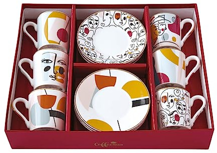 EASY LIFE Set 6 tazzine Espresso 100 ml con piattini Modernism