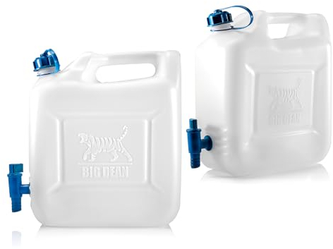 BigDean 2X Wasserkanister 12l Trinkwasserbehälter, Trinkwasserkanister mit Hahn, Lebensmittelecht, geeignet für 10-12 Liter, -20 - +70 Grad Celsius Reisekanister