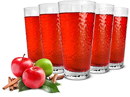 Sendez 6 Trinkgläser 390ml mit Hammerschlag-Optik Longdrinkgläser Cocktailgläser Saftgläser