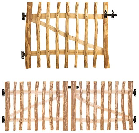 BooGardi Gartentor Holz Bausatz · 168 Größen bis 3m · Breite 150 cm Höhe 150 cm Lattenabstand 3-5 cm · Staketentor Haselnuss · Einflügeltor · Gartentür