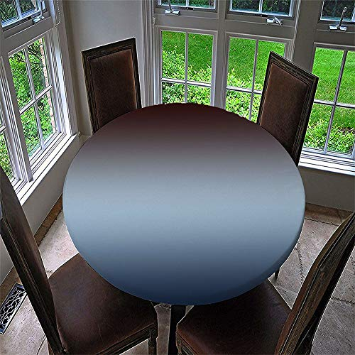 Chickw1 Runde Tischdecke Wasserdicht Antifouling mit Elastische Kante, Modern Farbverlauf Einfarbig Tischschoner, Tischtuch aus Polyester für Küche, Esszimmer, Garten (Dunkelblau,120cm)