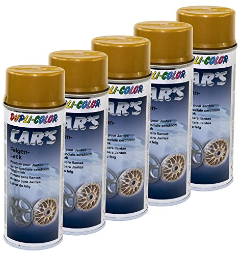 Car's Dupli Color 385902 Lot de 5 bombes de peinture pour jantes Doré 400 ml