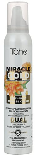Tahe Miracle Gold Espuma Capilar Dual Controladora del Encrespamiento, Milagro Anti-frizz, Fijación 5, 200 ml