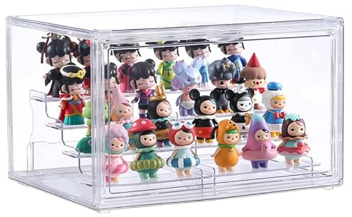 Transparente Acryl-Vitrine mit magnetischer Tür – 4 Etagen, transparenter Ständer, staubdichter Schutz, Vitrine für Actionfiguren, Sammlerstücke (transparent)
