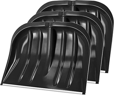 KADAX Schneespaten, 49 cm breit, Schneeschaufel ohne Stiel, Schneeschieber, Schneeräumer, Kunststoffschneeschaufel, Schneeschippe (3, Schwarz mit Blechkante)