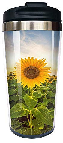 Yipaidel Sunflower Stainless Steel Travel Coffee Mug, Funny Insulated Water Bottle Tumbler Cup 13 OZ Gifts for Sunflower Lovers, Mothers Day Gifts for Mom From Daughter