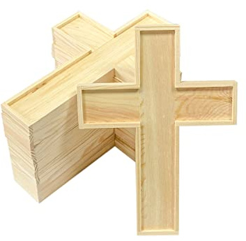 12 Stück unlackierte Holzkreuze, natürliches Massivholzkreuz zum Basteln (22,9 x 16,3 x 1,2 cm)