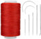 250M Leather Waxed Thread, Sewing Waxed Thread Cord with Leather Needles, Upholstery Repair Sewing Thread Kit for Bookbinding, Shoe Repairing, Leather Projects, 150D/Red