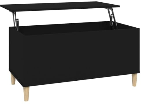 vidaXL Couchtisch Höhenverstellbar Wohnzimmertisch Beistelltisch Sofatisch Teetisch Kaffeetisch Tisch Schwarz 90x44,5x45cm Holzwerkstoff