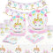 Raveparty Kit Compleanno Unicorno - Stoviglie con Piatti, Tovaglioli, Tovaglia e Bicchieri di Carta per Festa Bambina (Unicorno 2)