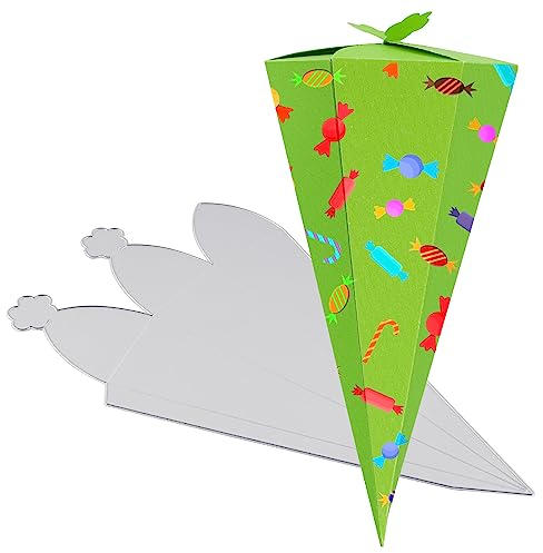 BETESSIN Stanzschablonen Box Schachtel Stanzform Schultüte Einschulung Schulkind Bastelset Stanzen Kegelbox Klein Candy Box Tüten Klein Metall Prägeschablone Schulanfang DIY Geschenkverpackung 17x8cm