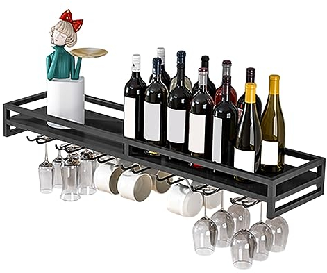 LIGUOYI Porta Bicchiere di Vino, Mensola da Parete per Bicchieri E Bottiglie Portabicchieri Versatile con Viti Porta Bicchieri per Bicchiere di Vino, Cucina Soggiorno Bar Porta Calici da Parete