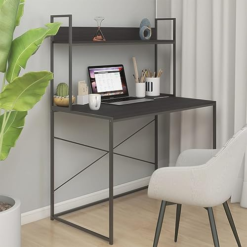 Computertisch Study Table Sekretär Schreibtisch Computertisch Schwarz 110x60x138 cm Holzwerkstoff