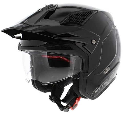 MT Helmets MT Helm District Solid glänzend schwarz Größe M | | Helmen | Quick Release ratelsluiting | Kunststoff | geeignet für Moped, Maxi-Roller, Motorrad, Mofa, Schaltmoped, vierfach, Roller