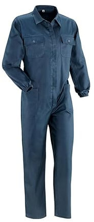 Tuta Blu da Lavoro Uomo Intera 100% Cotone da 250 gr - Tuta Intera Lavorativa Uomo con Tasche - Elastici ai Polsi Cerniera frontale ricoperta - Portametro - Utilizzo industriale ed edilizio - XL