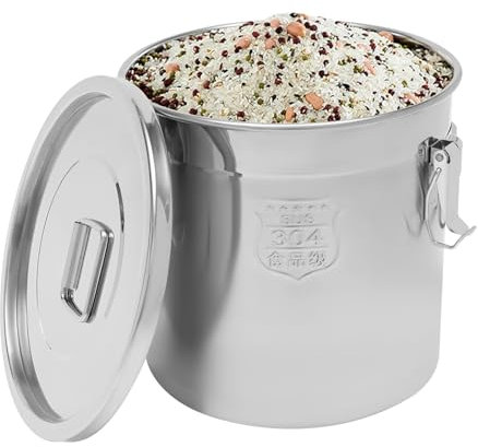 NadineDutol Récipient à céréales de cuisine en acier inoxydable - 6 à 70 l - Bidon hermétique avec couvercle pour le stockage de divers aliments secs et humides (70 l)