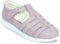 Chums Ladies Elegant Leather Touch Fasten Shoes Wide E Fit with Flexible Sole Front Lattice Design Lilac 6