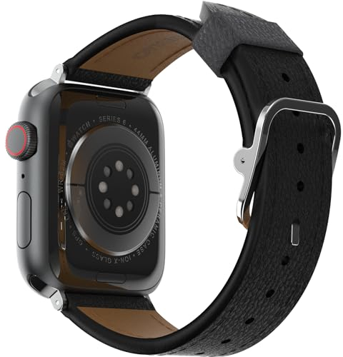 Correa de Reloj OtterBox Symmetry Cactus Leather para Apple Watch 46mm/45mm/44mm, Correa de Tacto Suave y Resistente al Desgaste para Apple Watch, Negro