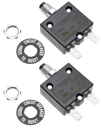 Create idea 2pcs 20A Réinitialisation Manuelle Disjoncteur Thermique Protecteur de Surcharge Thermique Disjoncteur à Bouton-poussoir pour Alimentations Électriques de Transport Résidentiel