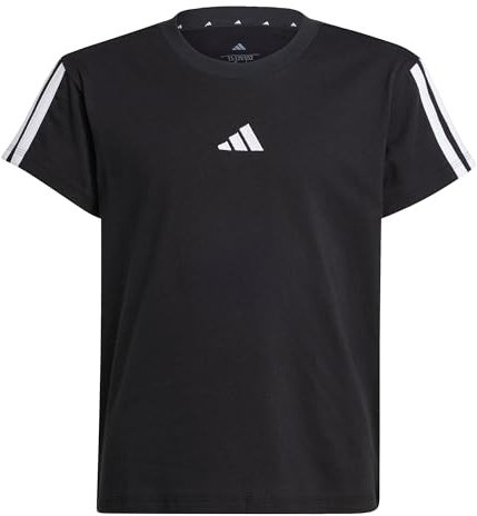 adidas Bambine e Ragazze Essentials T-Shirt, Black/White, 11-12 Years