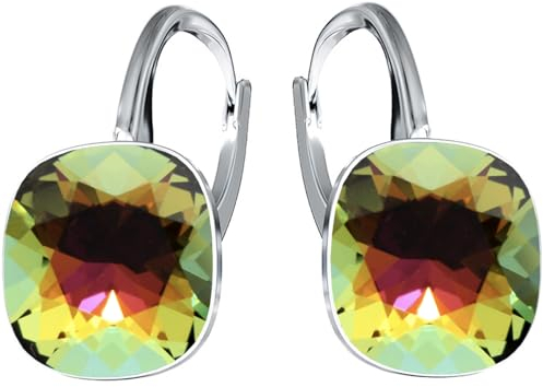Silberne Ohrringe Exklusive Markenkristall Designs - Hochwertige Silber 925 Ohrhänger für Damen in verschiedenen Shades und Farben (Aquamarine Volcano)