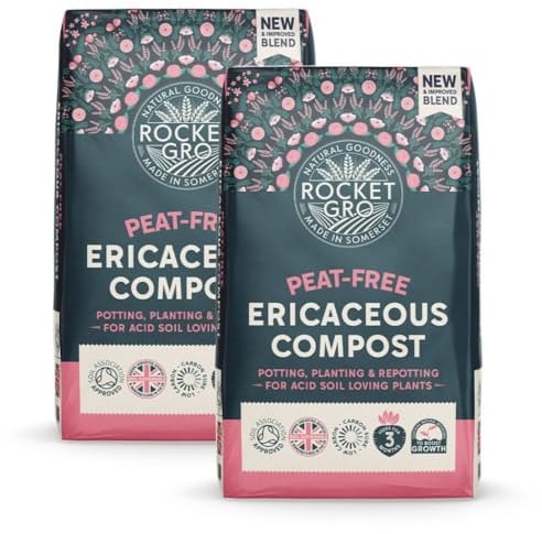 RocketGro Ericaceous Compost - 100% Organic, Chemical-Free, Peat-Free - Ideal for Acid-Loving Plants - Sustainable Gardening Solution 2X 40 Litre by Thompson & Morgan