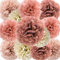 Hochzeit Deko 12 Stück papier Pompons Set,Blush Rosa Roségold Pom Poms Papier für Hochzeit,Geburtstag,Party Dekorationen- 30,5 cm, 25,4 cm
