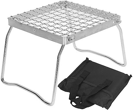Camping Grill Rack, 304 Stainless Steel Foldable Grill Stove Stand Ultralight Campfire Stand, Portable Grill Grid for Camping Hiking BBQ Fishing