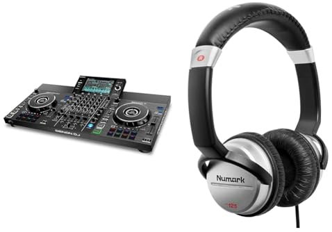Denon DJ SC LIVE 4 - Standalone DJ Controller, 4-Channel Mixer, Amazon Music Unlimited Streaming & Numark HF125 - Ultra-Portable Professional DJ Headphones with 6 ft Cable, 40 mm Drivers