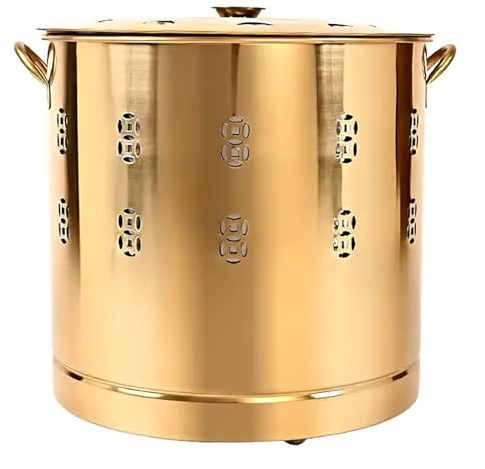 Brennkäfig, Feuerstelle, Verbrennungsofen, Brenntonne, Dickes Gartenmetallfass, zum Verbrennen von Müll, Papier, Blättern (XL)