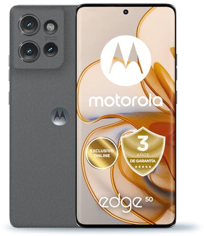 Motorola Edge 50, 24GB (12+12GB RAM Boost)/512GB, España, certificación Militar de Durabilidad, Pantalla 6,7 pOLED 1.5K, cámara 50MP y Zoom Optico 3X, Carga TurboPower de 68 W, Funda, Gris
