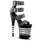 DMBDY High Heels Damen Plateau Stiletto Nieten Sandale Offene Zehen Schnalle Pumps Party Club Pole Dance Schuhe 20cm,Black,38