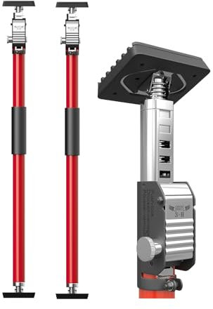 3-H Third Hand Telescopic Support Pole Heavy Duty, All-steel Support Rod for Cabinet Jacks Cargo Bars Drywall Support-165 lbs Capacity and Extends from 29.5 to 52 Inch, 2 Pack(Red)