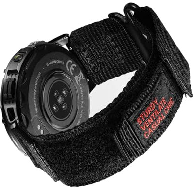 MEGALITH 22mm Nylon Armband für Herren Ersatz: Klettverschluss Uhrenarmband mit Schnellverschluss Kompatibel mit Smartwatch und Armbanduhr - Sport Verstellbares Uhrenarmbänder Schwarz