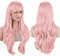 IMISSU 70 cm capelli lunghi acqua parrucche ondulate con frangia parrucca costume cosplay (Rosa brillante)