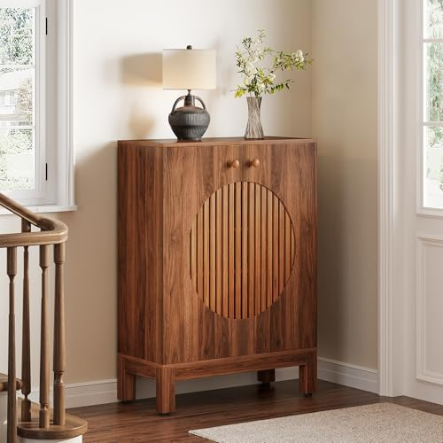 LITTLE TREE Schuhschrank mit 5 Ebenen, höhenverstellbare Regalböden, 101 cm hoch, Schuhaufbewahrung im Landhausstil für Wohnzimmer und Eingangsbereich