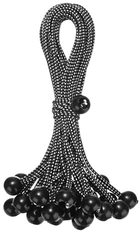 M METERXITY 25-Pack Ball Bungee Cords, 12 Inch High Elastic Canopy Tarp Tie Down Bungee Balls for Camping/Tent/Cargo Holding Wire Hoses/Patio Umbrellas/Shelter [Black White]