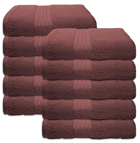 Brentfords Face Cloths 10 Pack, Super Soft Absorbent 100% Cotton Quick Drying Face Towels For Bathroom Gym & Travel Washcloth Home Essentials, Burgundy-30x30cm