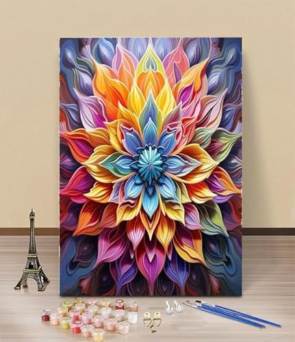 HOLXSW Peinture par Numero Mandala Fleur Couleur 122 Acryliques Peinture par Numéros pour Adultes Débutants Kit de Peinture à l'huile sur Toile Bricolagesans Cadre 40x50cm