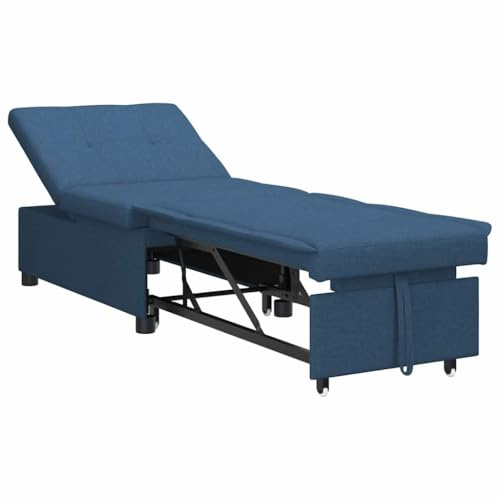 vidaXL Sofa Bed Blue 194 x 67 x 37 cm Fabric, Living Room Sofa Bed, Rectangular Couch with Durable Fabric, Modern, Multifunctional Seating Solution for Guests, Reclining