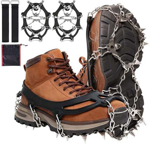 CNMTCCO Ramponi für Bergschuhe | 19 Edelstahlspitzen, Rutschschutz, Für Wanderungen und Bergsteigen, Für Schuhe und Stiefel