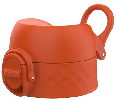 ION8 Leak Proof Replacement OneTouch 2.0 Water Bottle Lid, Leak Proof, Easy to Open, Secure Lock, Dishwasher Safe, BPA Free, Hygienic Flip Cover, Carry Handle, Easy Clean, Small, Hearty Orange