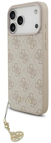 CG MOBILE Guess 4G Charms Collection Compatible with MagSafe Case for iPhone 17 Pro Max (Pink)
