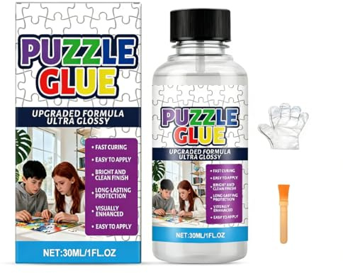 CFEWV Puzzle Kleber Transparent,Puzzlekleber Mit Handschuhe, Bürste – Klarer, Schnell Trocknender Puzzle Versiegler Für 1000–3000 Teile – Ungiftiger Kleber Für Papier- & Holzpuzzles