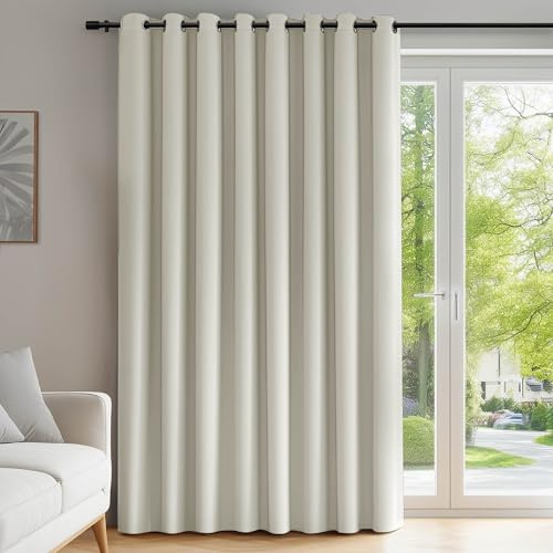 Deconovo Super Soft Door Curtain Eyelet Thermal Insulated Wide Width Blackout Curtain for Kidsroom 100 x 95 Inch Light Beige 1 Panel
